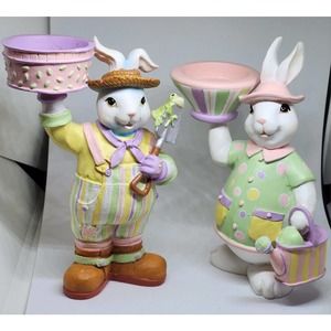 Lava Enter.Candle Tea Light Easter Mr.&Mrs.Rabbit Garden VTG.Frog&Flowers SPRING